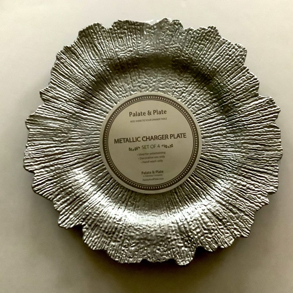 Palate & Plate Dining Silver Blossom Charger Plates Set Of 4 By